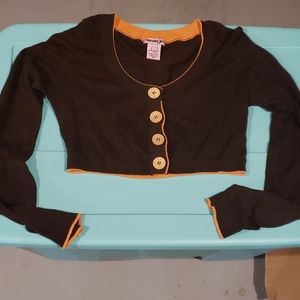 Womens long sleeve crop top brown shrug Kenzie